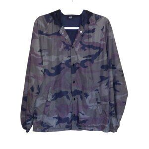 Obey Hooded Camo Lightweight Windbreaker Jacket Small